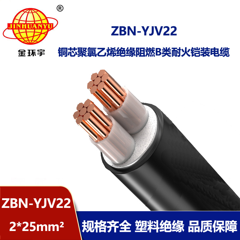 金環(huán)宇電線電纜 阻燃耐火電線電纜ZBN-YJV22-2X25平方 鎧裝電纜